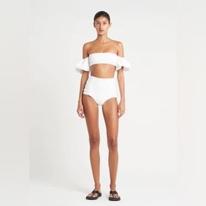Sir. The Label Louis Ruched Brief and Louis Bandeau Ivory Bikini